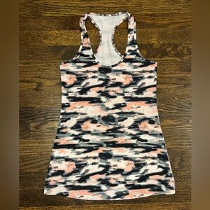 Lululemon stretch tank - Pink/Black/Gray camo print.  Size 8.  EUC.